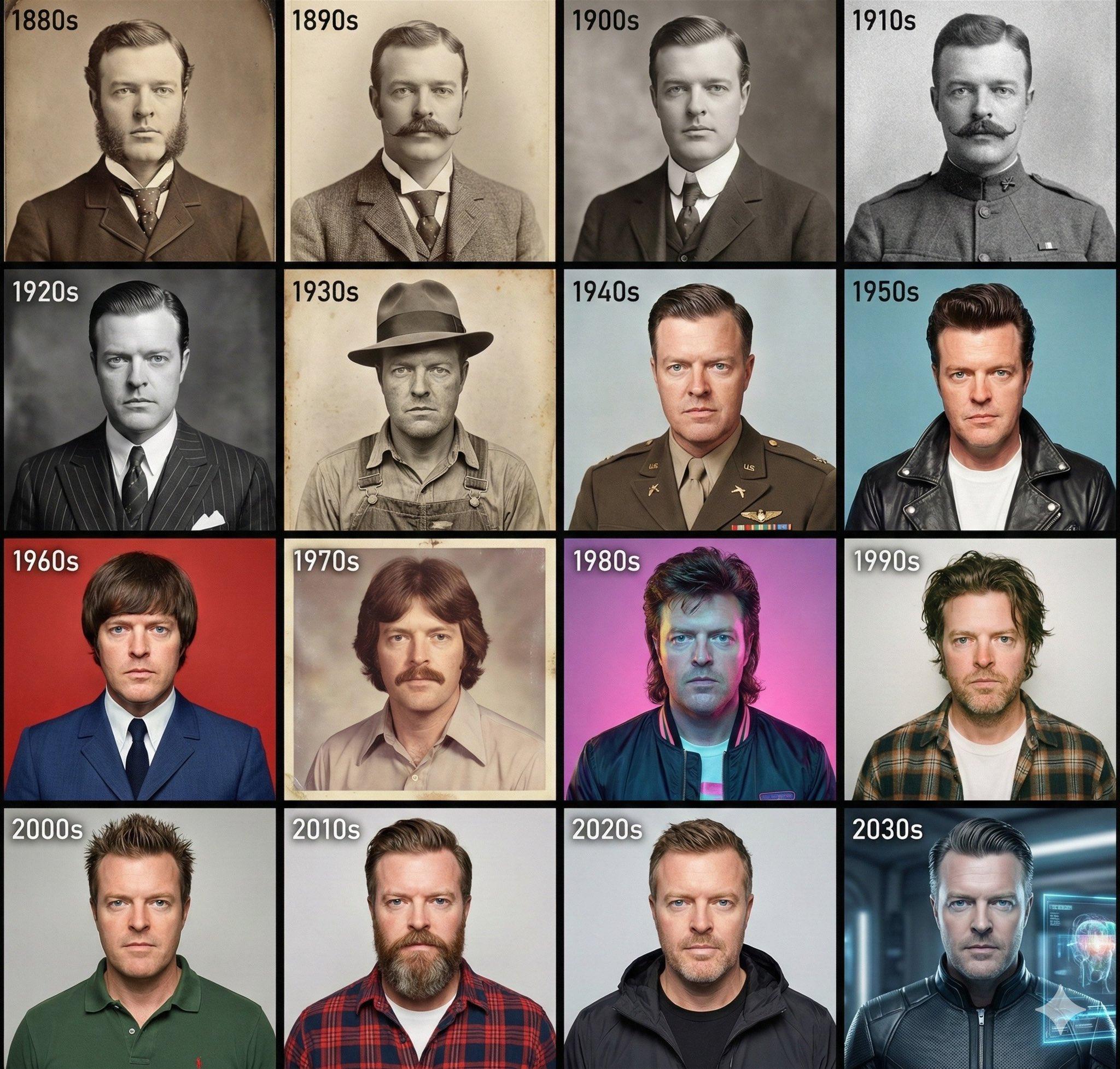 Nano Banana portrait grid showing styles across decades