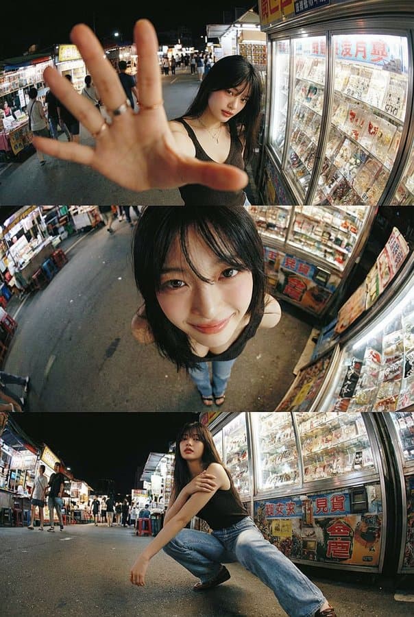 Nano Banana remix showing extreme wide-angle pose